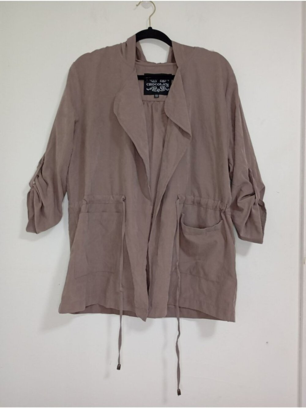 Chocolate USA Cardigans Hooded Lightweight Open Front Sleeves Size M Women’s